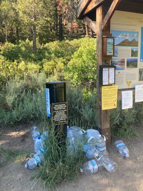 Water cache empties at Spooner South Trailhead