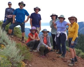 Group photo of guided segment hike of Tahoe Rim Trail in Lake Tahoe