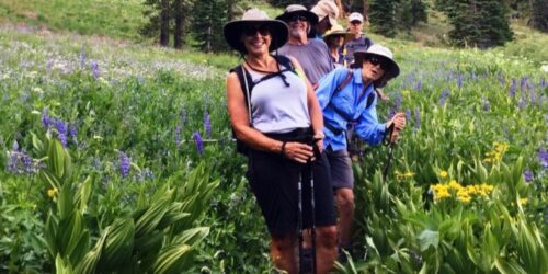 Happy hikers on the Tahoe Rim Trail in Lake Tahoe with the Tahoe Rim Trail Association