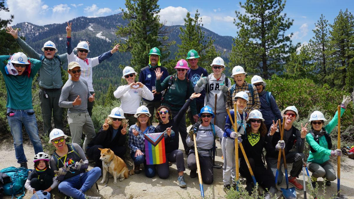 Tahoe Pride trail crew and hikers